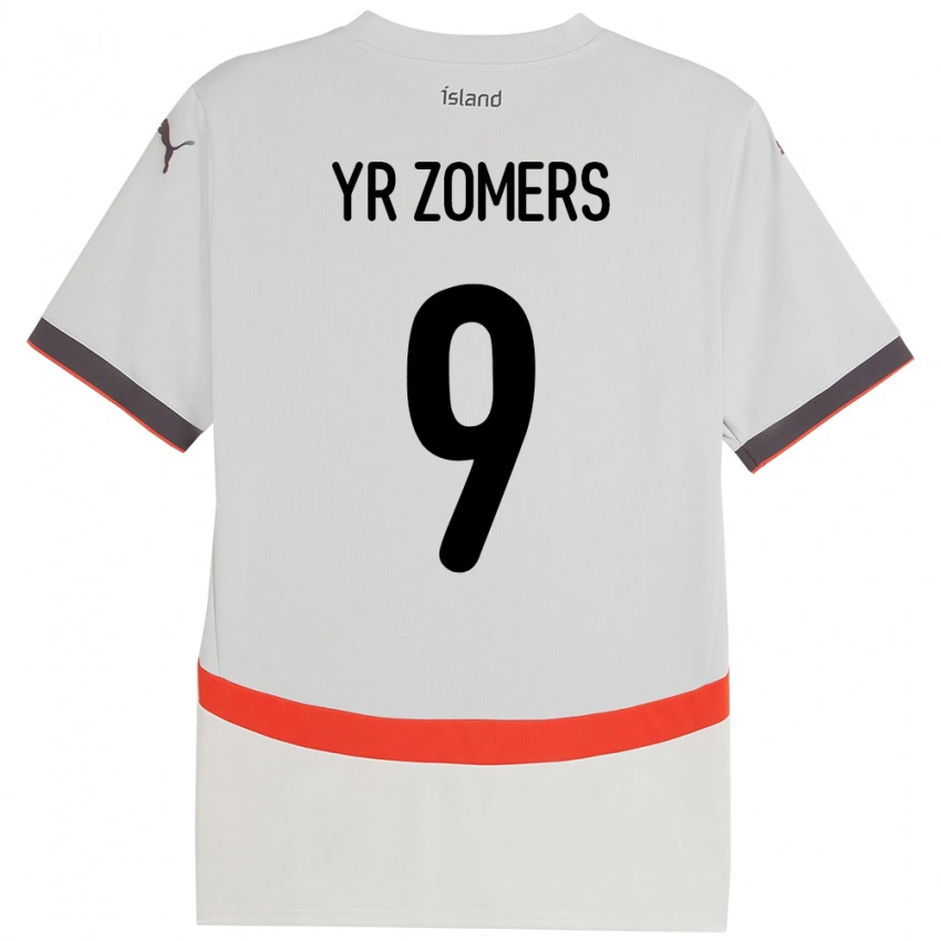 ילדים אִיסלַנד Diljá Ýr Zomers #9 לָבָן הרחק ג'רזי 24-26 חולצה קצרה