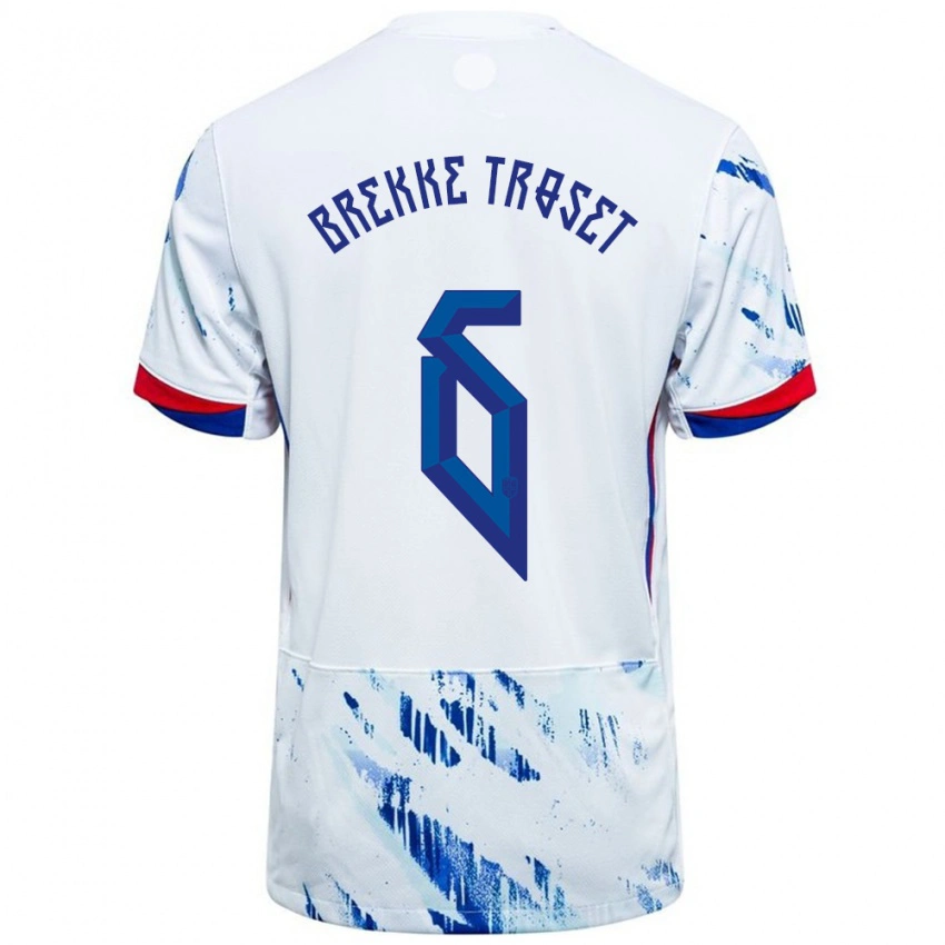 ילדים נורבגיה Henry Brekke Troset #6 לבן כחול הרחק ג'רזי 24-26 חולצה קצרה