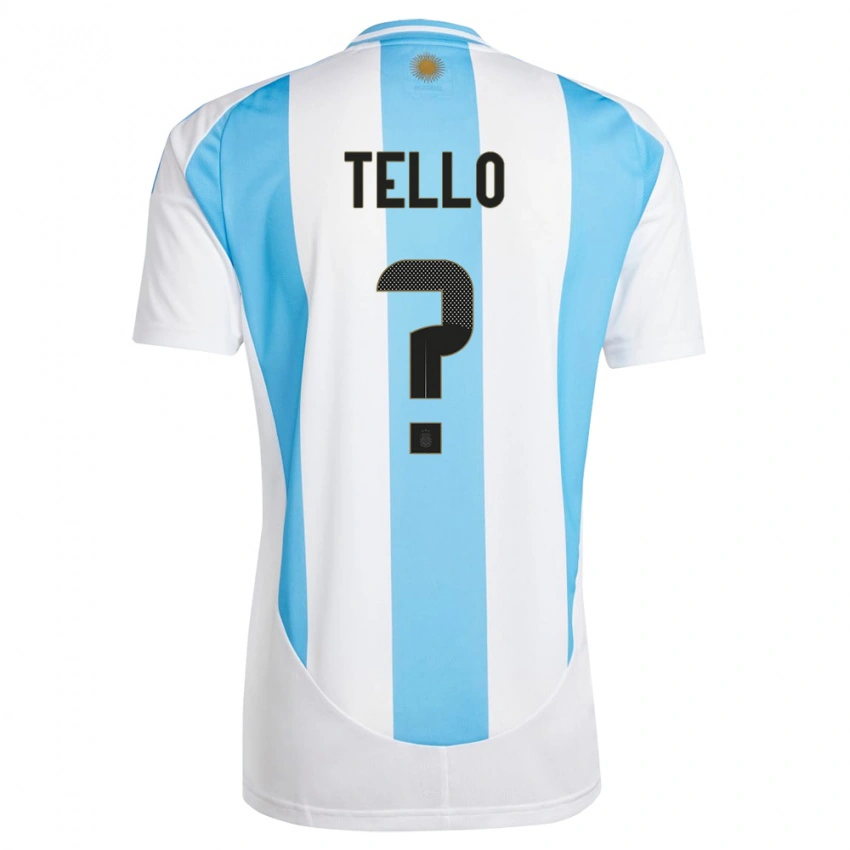 גברים ארגנטינה Alejandro Tello #0 לבן כחול ג'רזי ביתית 24-26 חולצה קצרה