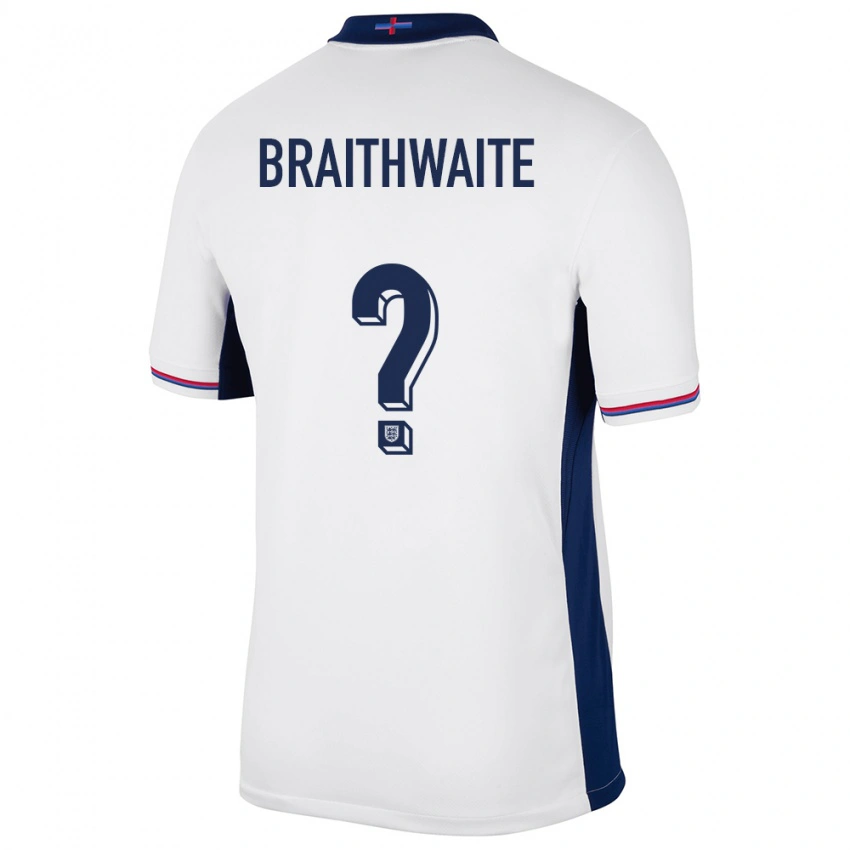 גברים אנגליה Kaden Braithwaite #0 לבן ג'רזי ביתית 24-26 חולצה קצרה
