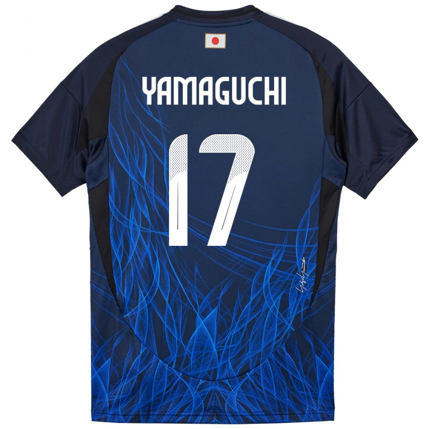 גברים יַפָּן Taiyo Yamaguchi #17 כחול כהה ג'רזי ביתית 24-26 חולצה קצרה
