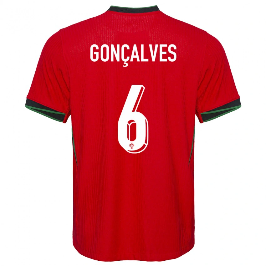 גברים פורטוגל Rodrigo Gonçalves #6 אָדוֹם ג'רזי ביתית 24-26 חולצה קצרה