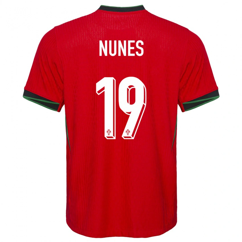 גברים פורטוגל Bernardo Nunes #19 אָדוֹם ג'רזי ביתית 24-26 חולצה קצרה