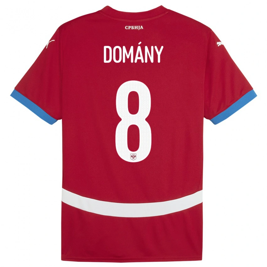 גברים סרביה Bence Domány #8 אָדוֹם ג'רזי ביתית 24-26 חולצה קצרה