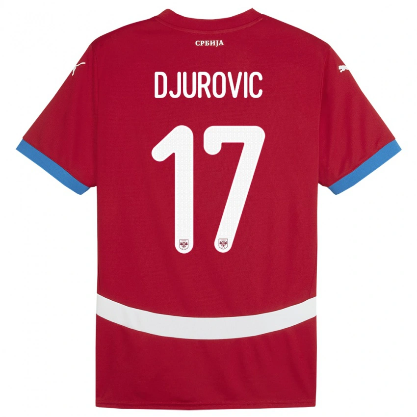 גברים סרביה Stefan Djurovic #17 אָדוֹם ג'רזי ביתית 24-26 חולצה קצרה