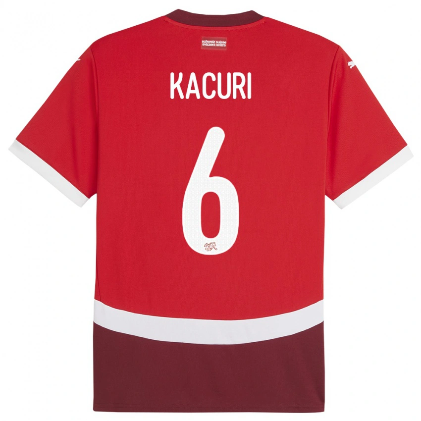 גברים שווייץ Dion Kacuri #6 אָדוֹם ג'רזי ביתית 24-26 חולצה קצרה