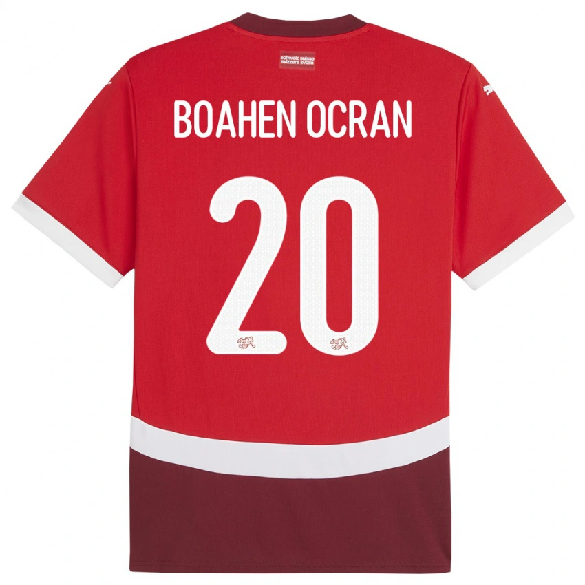 גברים שווייץ Bright Boahen Ocran #20 אָדוֹם ג'רזי ביתית 24-26 חולצה קצרה