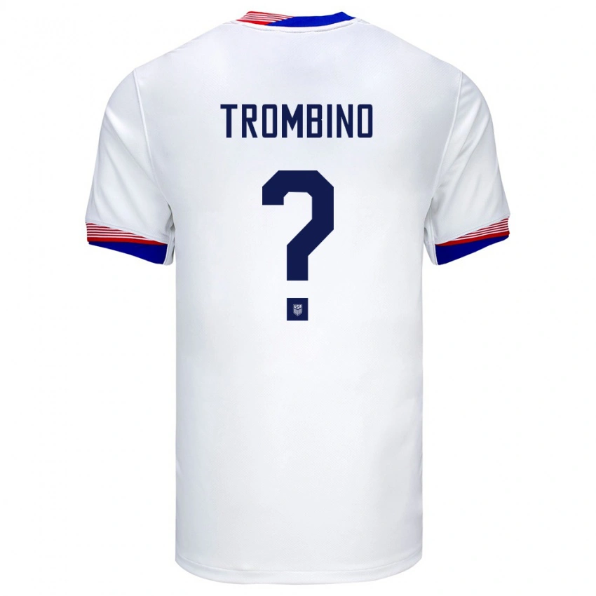 גברים ארצות הברית Caleb Trombino #0 לבן ג'רזי ביתית 24-26 חולצה קצרה