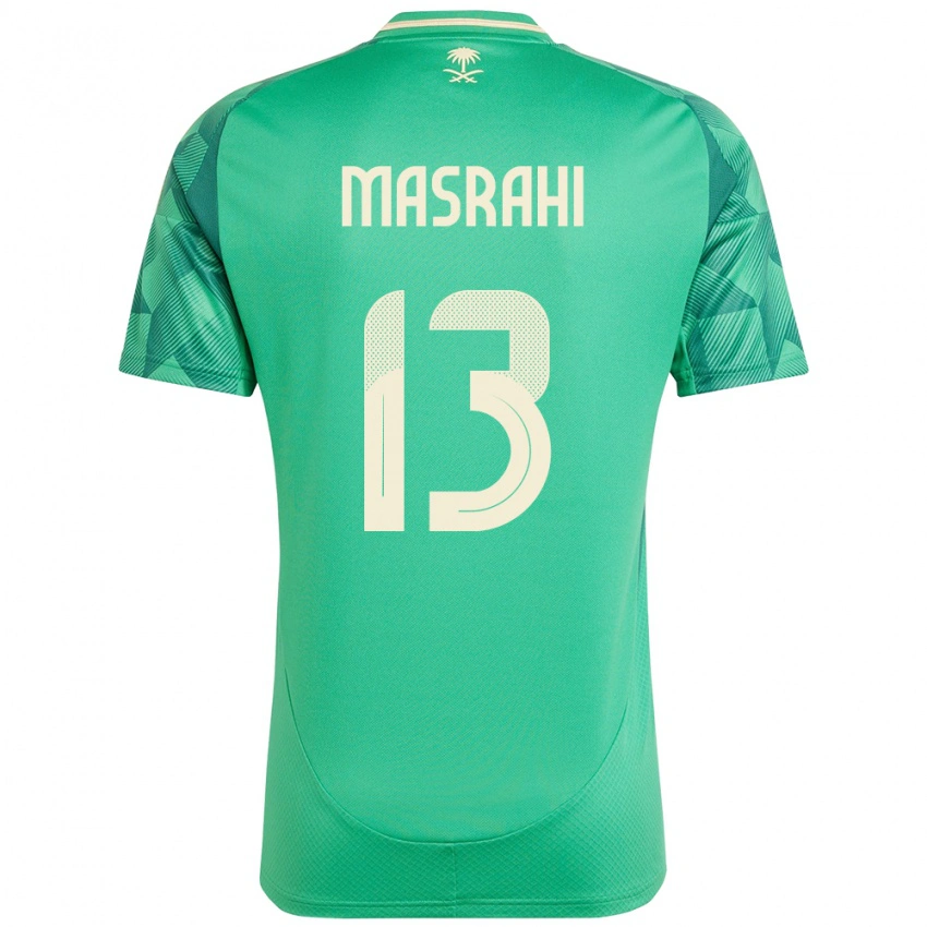 גברים ערב הסעודית Mubarak Masrahi #13 יָרוֹק ג'רזי ביתית 24-26 חולצה קצרה