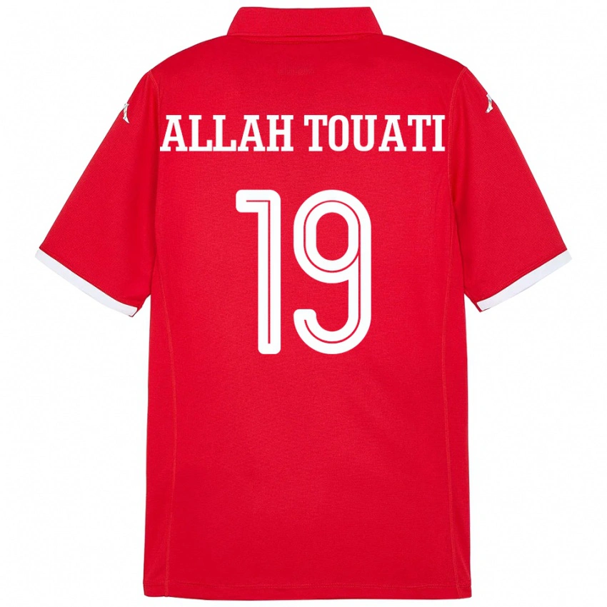 גברים תוניסיה Amen Allah Touati #19 אָדוֹם ג'רזי ביתית 24-26 חולצה קצרה