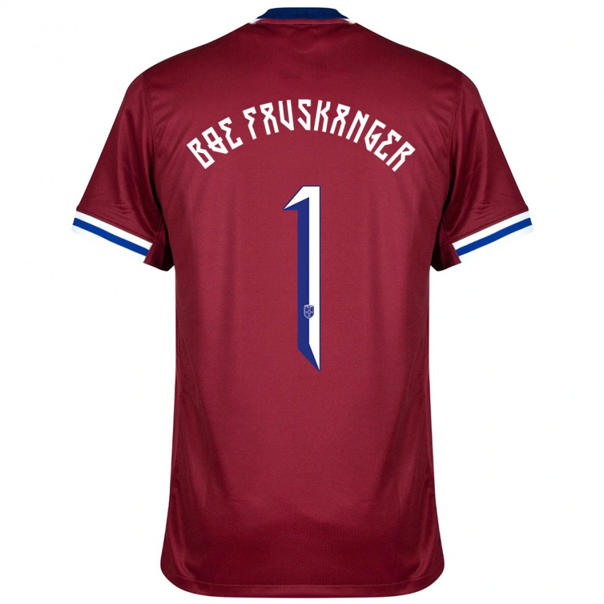 גברים נורבגיה Einar Bøe Fauskanger #1 אדום כחול לבן ג'רזי ביתית 24-26 חולצה קצרה
