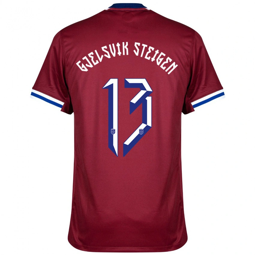 גברים נורבגיה Rasmus Gjelsvik Steigen #13 אדום כחול לבן ג'רזי ביתית 24-26 חולצה קצרה