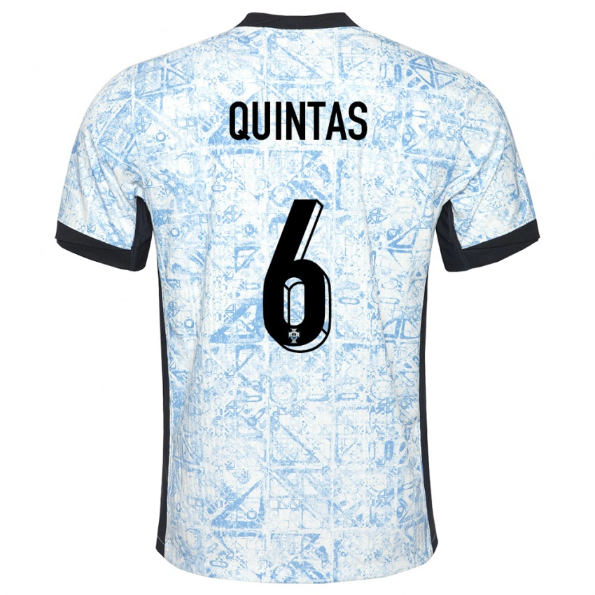 גברים פורטוגל Rafael Quintas #6 כחול שמנת הרחק ג'רזי 24-26 חולצה קצרה