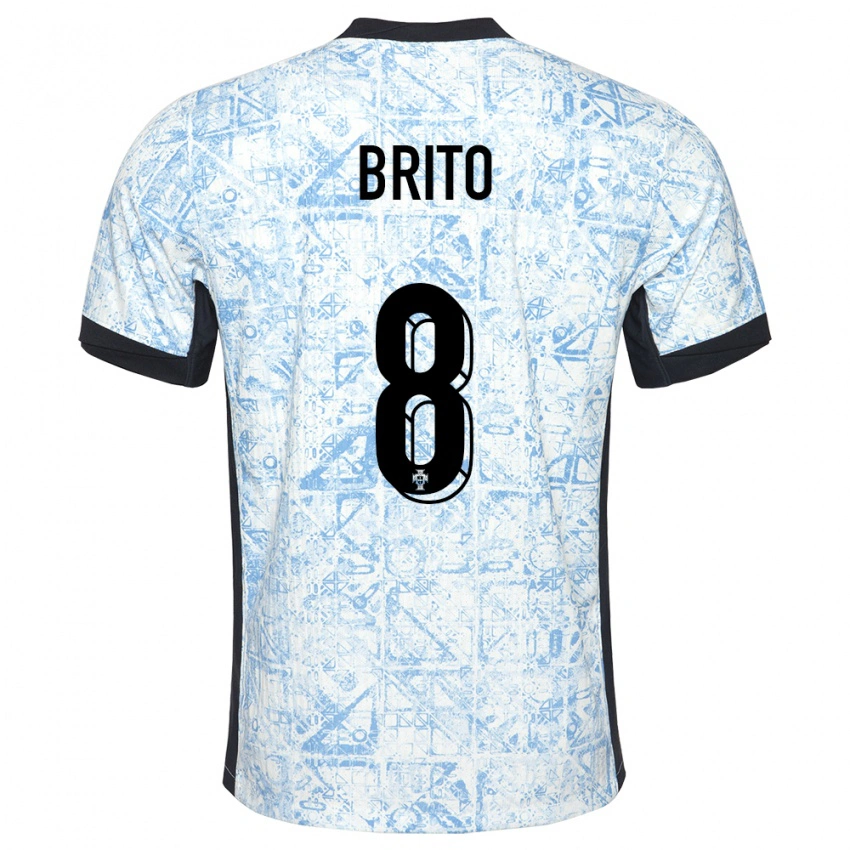 גברים פורטוגל João Brito #8 כחול שמנת הרחק ג'רזי 24-26 חולצה קצרה
