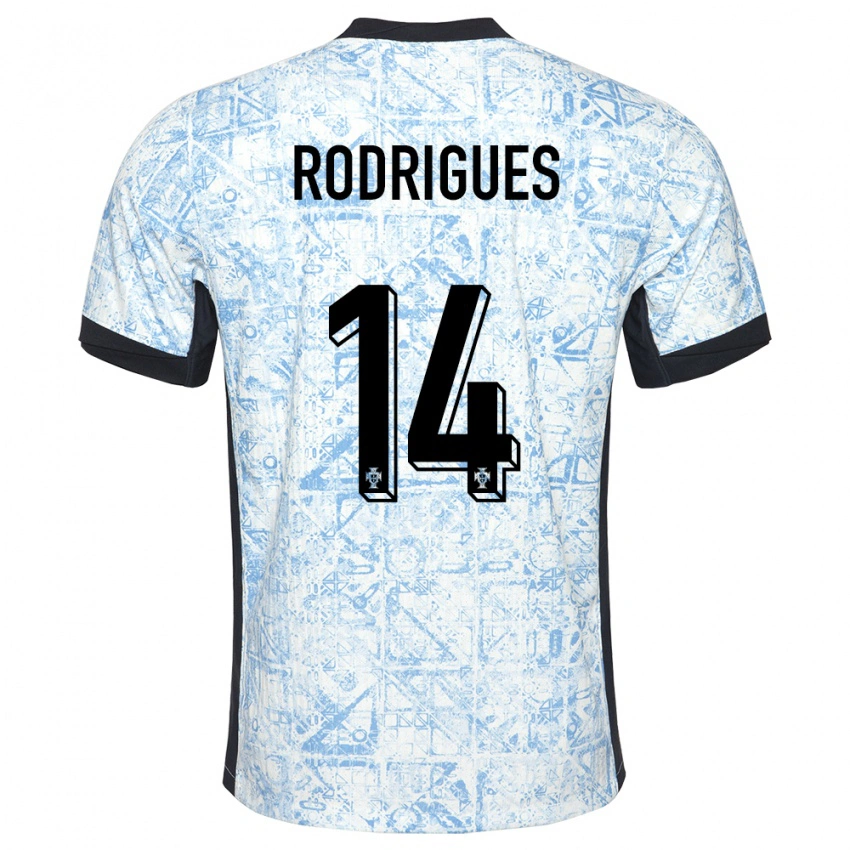 גברים פורטוגל Diego Rodrigues #14 כחול שמנת הרחק ג'רזי 24-26 חולצה קצרה