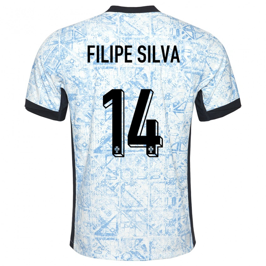 גברים פורטוגל Filipe Silva #14 כחול שמנת הרחק ג'רזי 24-26 חולצה קצרה