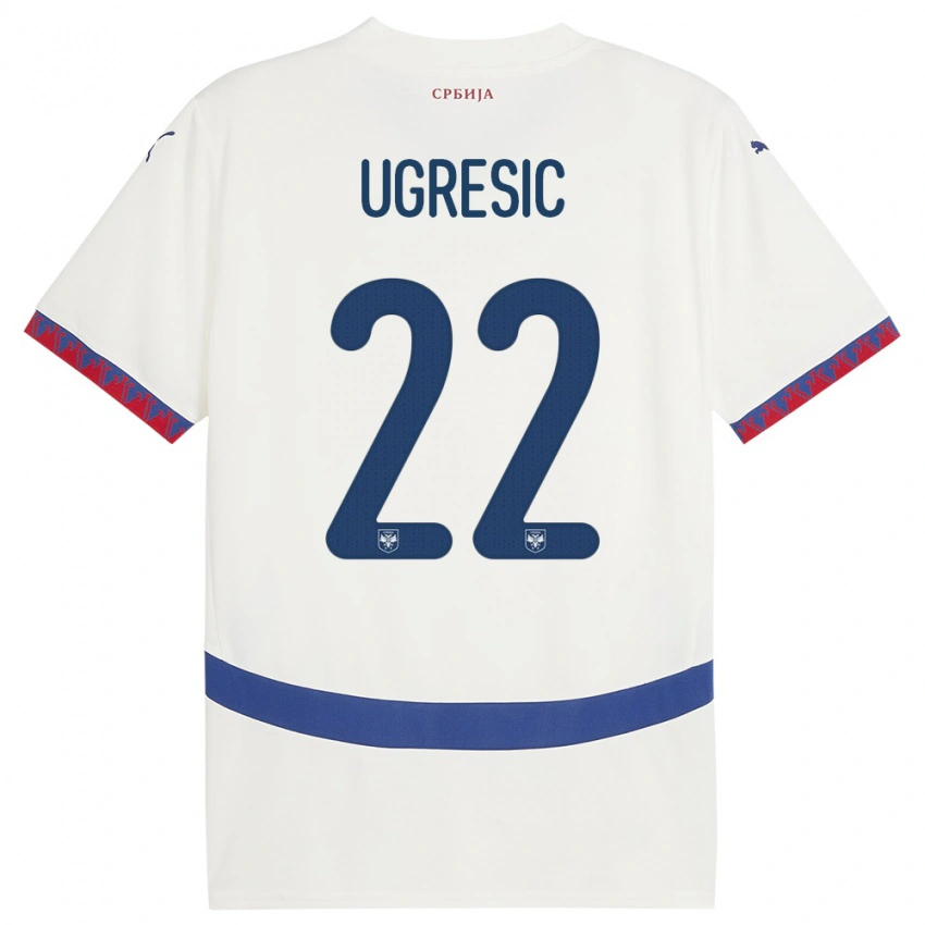 גברים סרביה Ognjen Ugresic #22 לבן הרחק ג'רזי 24-26 חולצה קצרה