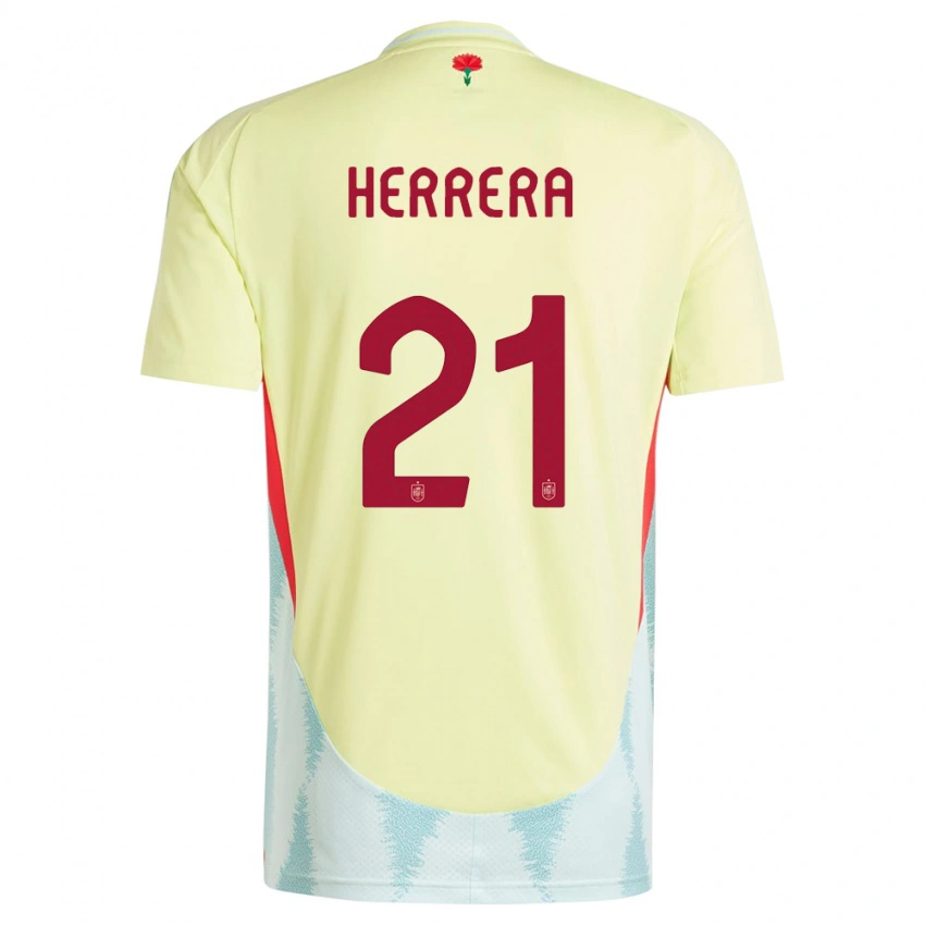 גברים ספרד Iker Herrera #21 צהוב הרחק ג'רזי 24-26 חולצה קצרה