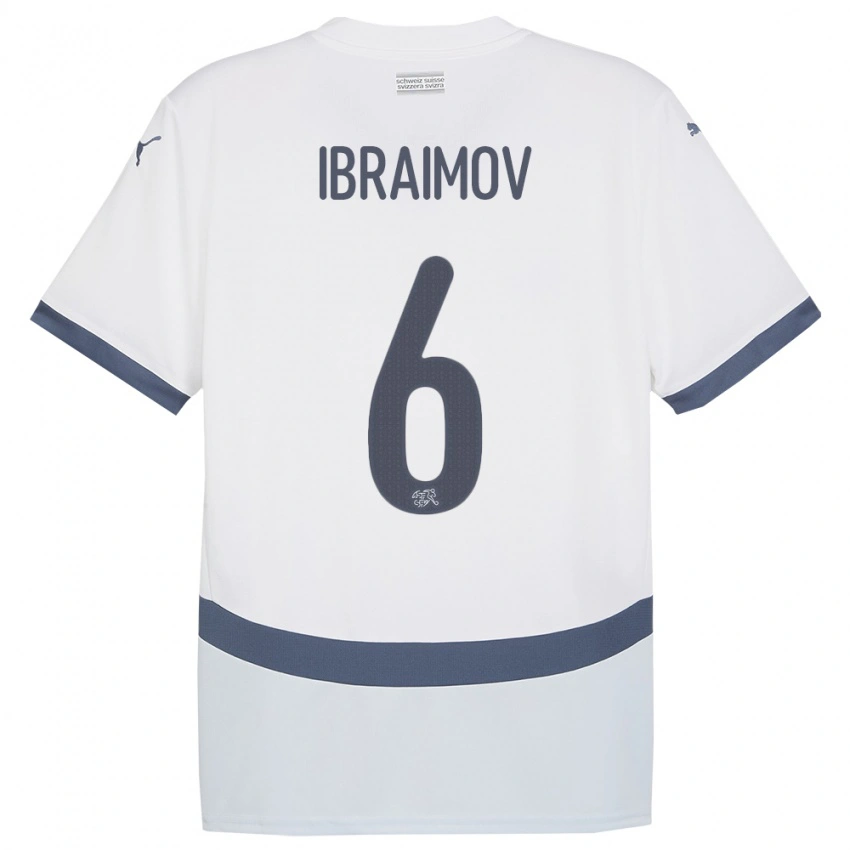 גברים שווייץ Leonit Ibraimov #6 לבן הרחק ג'רזי 24-26 חולצה קצרה