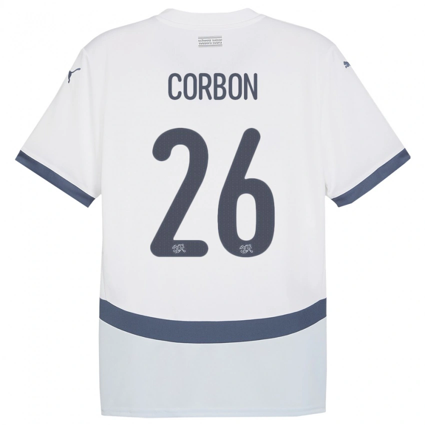 גברים שווייץ Max Corbon #26 לבן הרחק ג'רזי 24-26 חולצה קצרה
