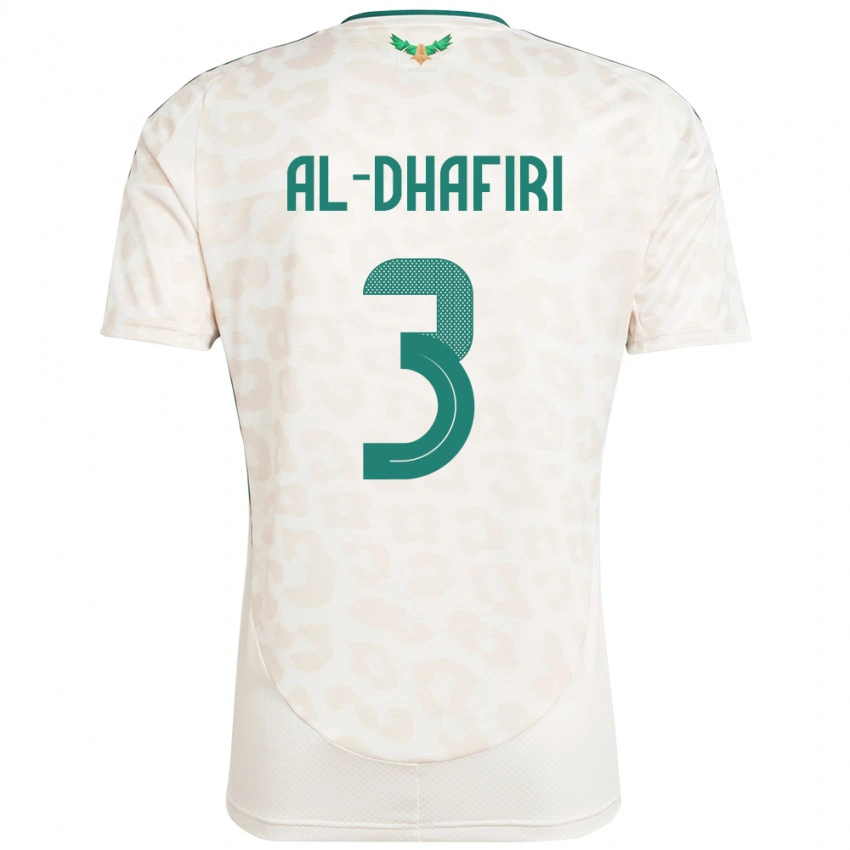 גברים ערב הסעודית Yasser Al-Dhafiri #3 לָבָן הרחק ג'רזי 24-26 חולצה קצרה