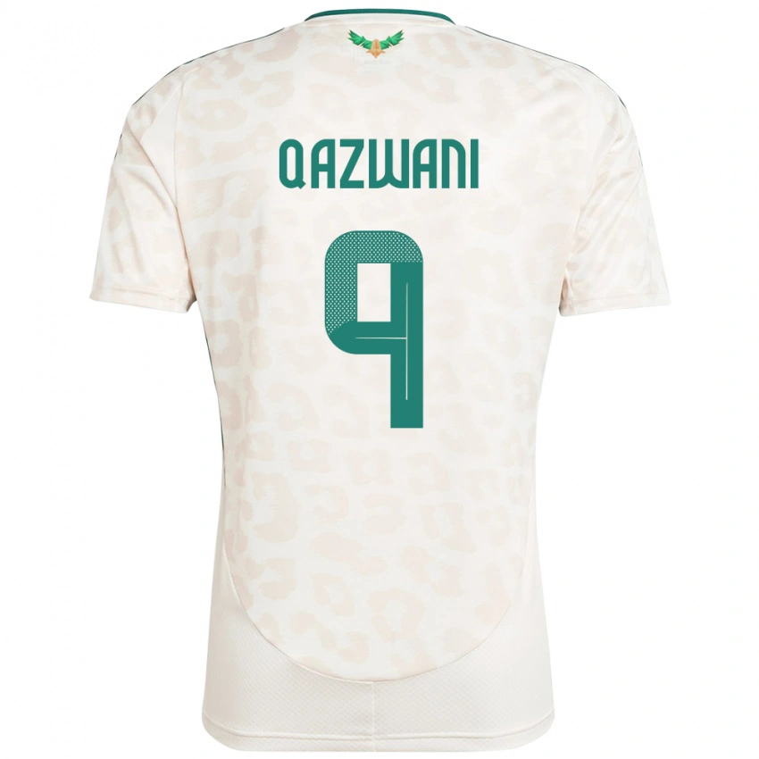 גברים ערב הסעודית Ali Qazwani #9 לָבָן הרחק ג'רזי 24-26 חולצה קצרה