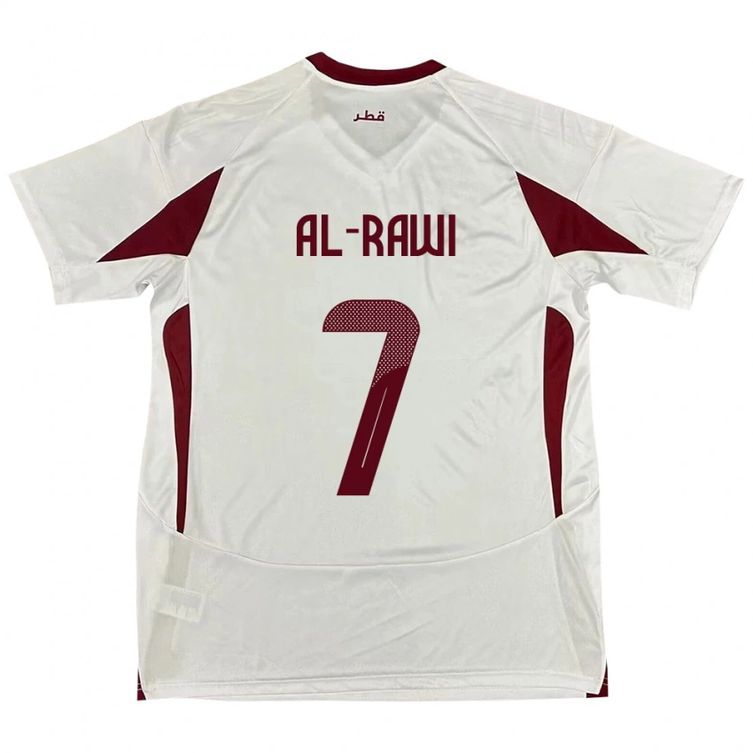גברים קטאר Ahmed Al-Rawi #7 לָבָן הרחק ג'רזי 24-26 חולצה קצרה
