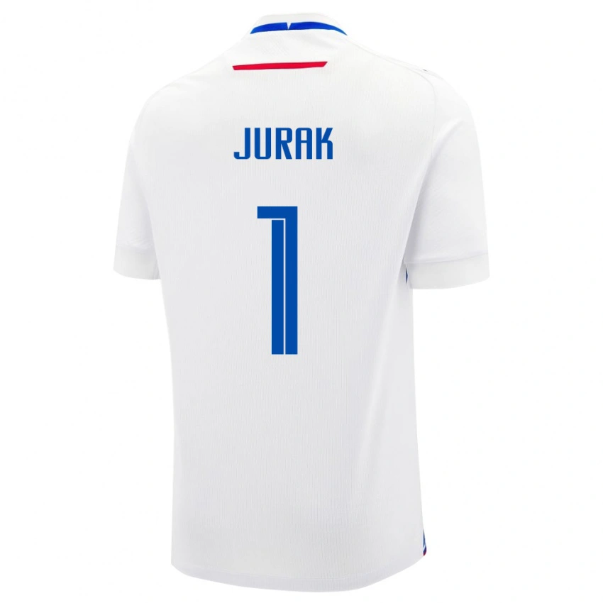 גברים סלובקיה Marek Jurak #1 לָבָן הרחק ג'רזי 24-26 חולצה קצרה