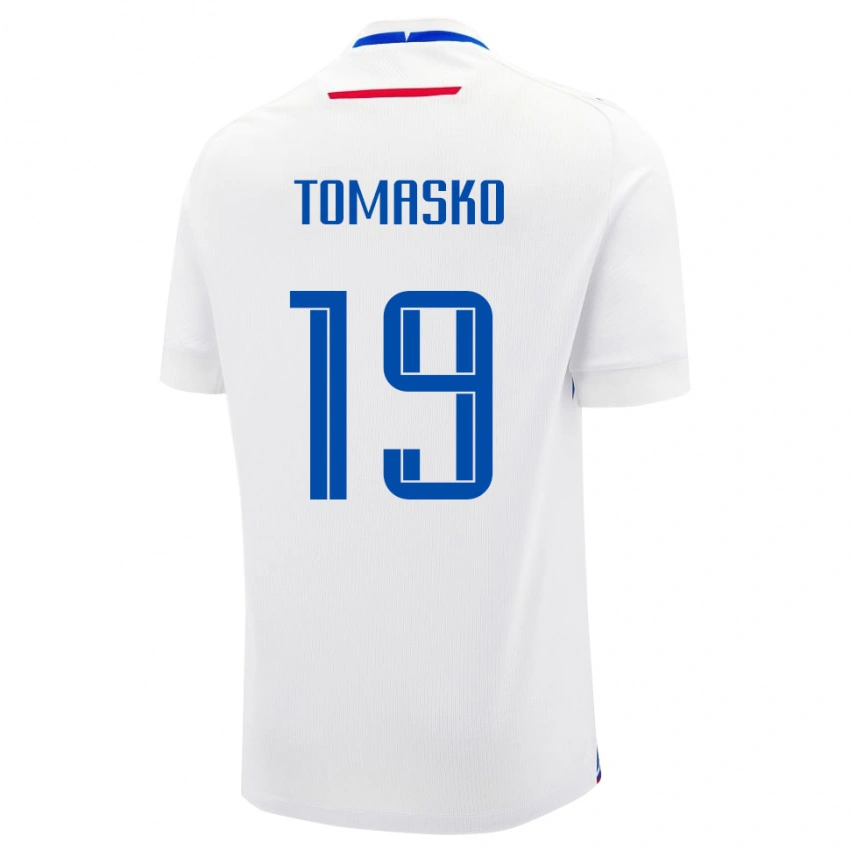 גברים סלובקיה Matus Tomasko #19 לָבָן הרחק ג'רזי 24-26 חולצה קצרה