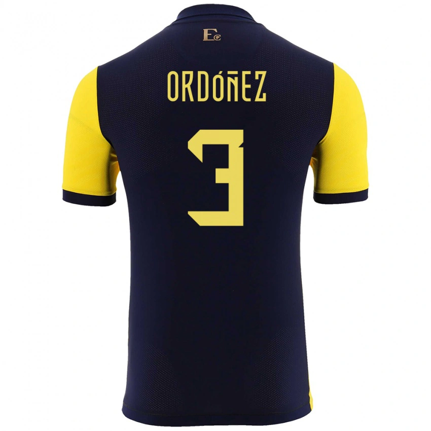 נשים אקוודור Deinner Ordóñez #3 צהוב ג'רזי ביתית 24-26 חולצה קצרה
