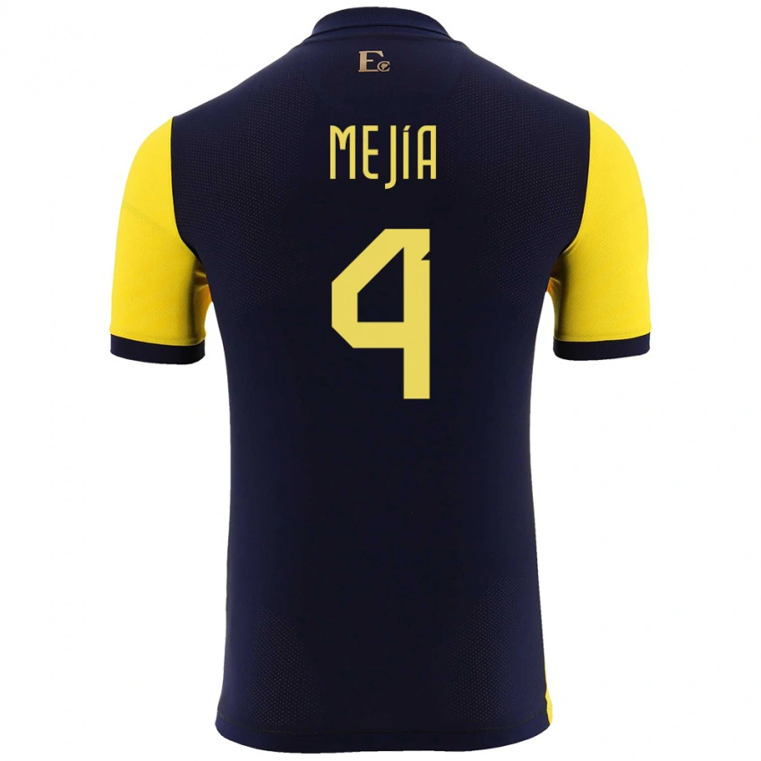 נשים אקוודור Jordan Mejía #4 צהוב ג'רזי ביתית 24-26 חולצה קצרה