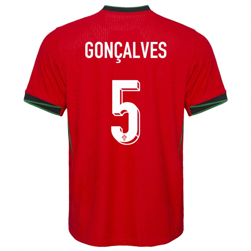 נשים פורטוגל Martim Gonçalves #5 אָדוֹם ג'רזי ביתית 24-26 חולצה קצרה