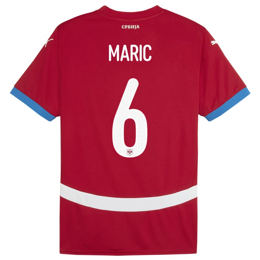 נשים סרביה Andrew Maric #6 אָדוֹם ג'רזי ביתית 24-26 חולצה קצרה