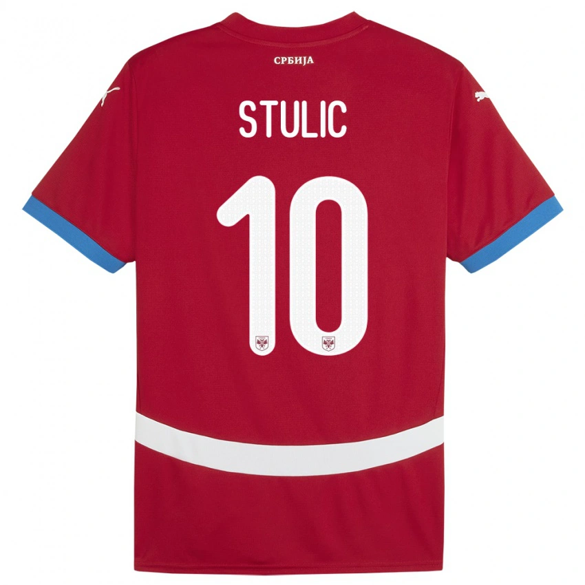 נשים סרביה Pavle Stulic #10 אָדוֹם ג'רזי ביתית 24-26 חולצה קצרה