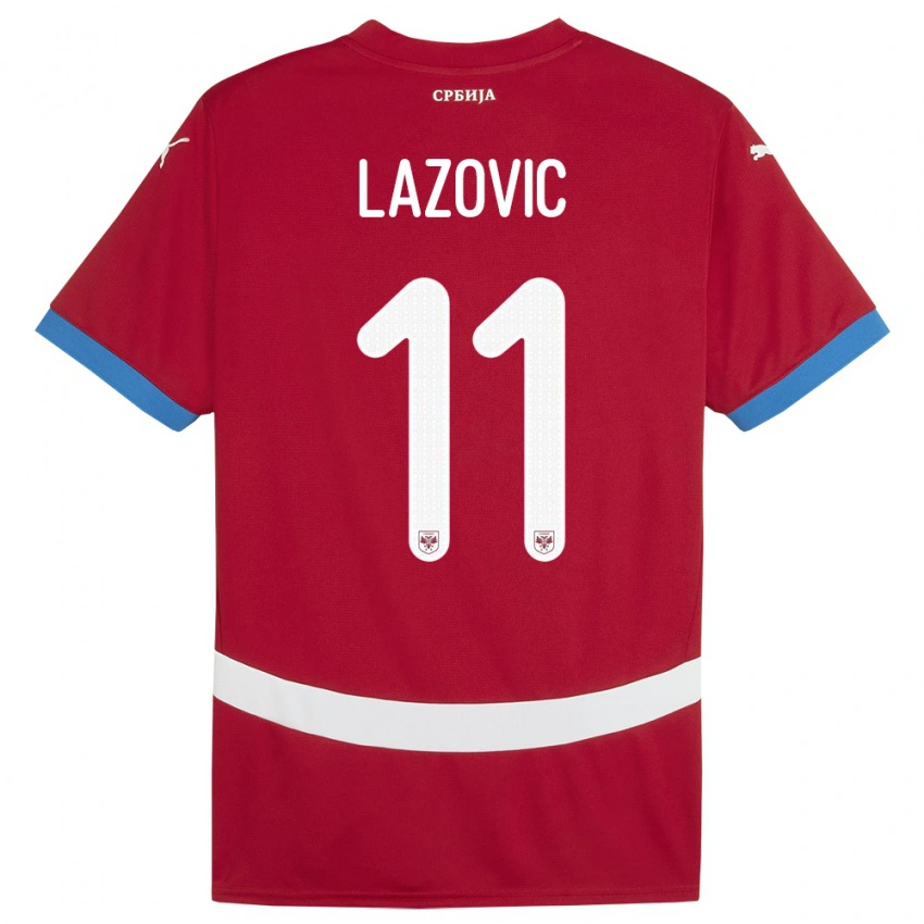 נשים סרביה Filip Lazovic #11 אָדוֹם ג'רזי ביתית 24-26 חולצה קצרה
