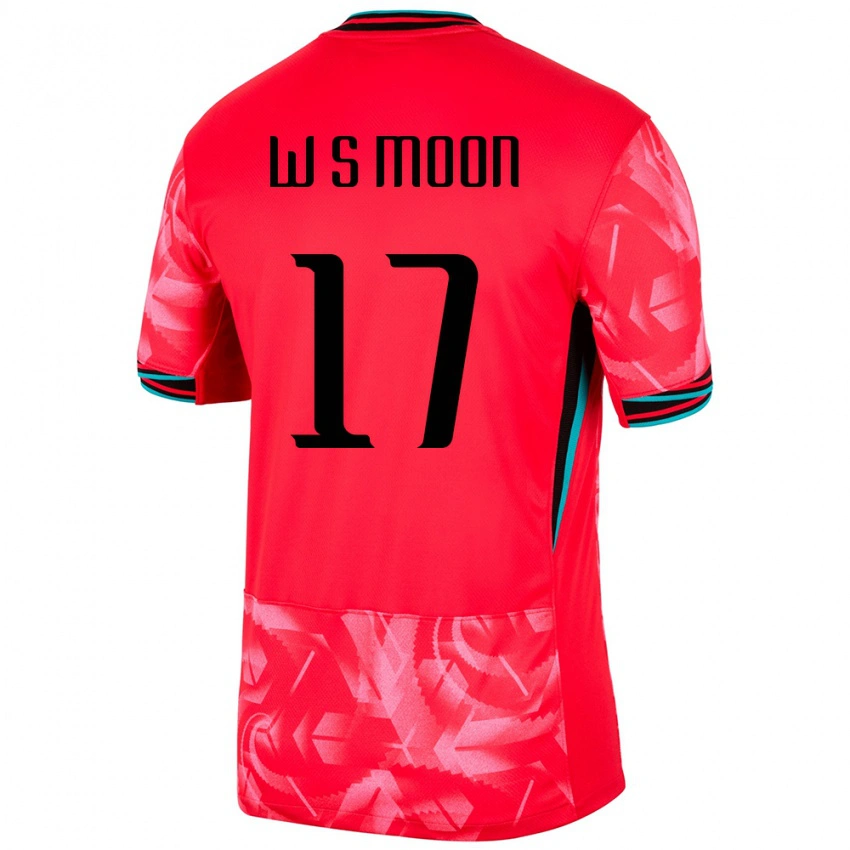 נשים דרום קוריאה Seong-Woo Moon #17 אָדוֹם ג'רזי ביתית 24-26 חולצה קצרה