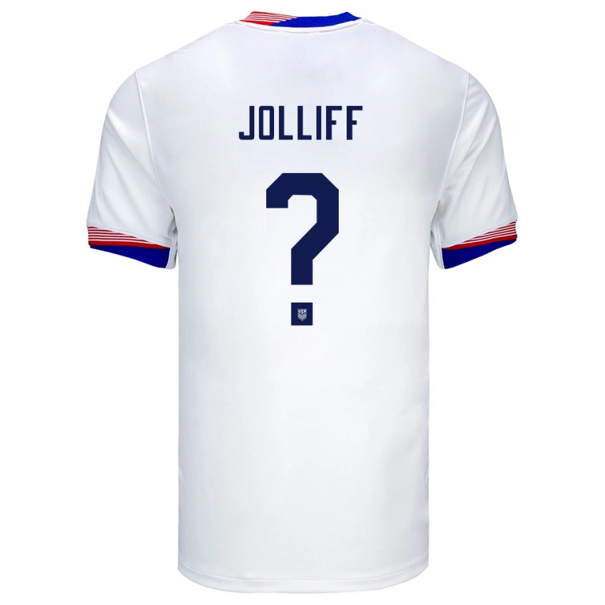 נשים ארצות הברית Orion Jolliff #0 לבן ג'רזי ביתית 24-26 חולצה קצרה