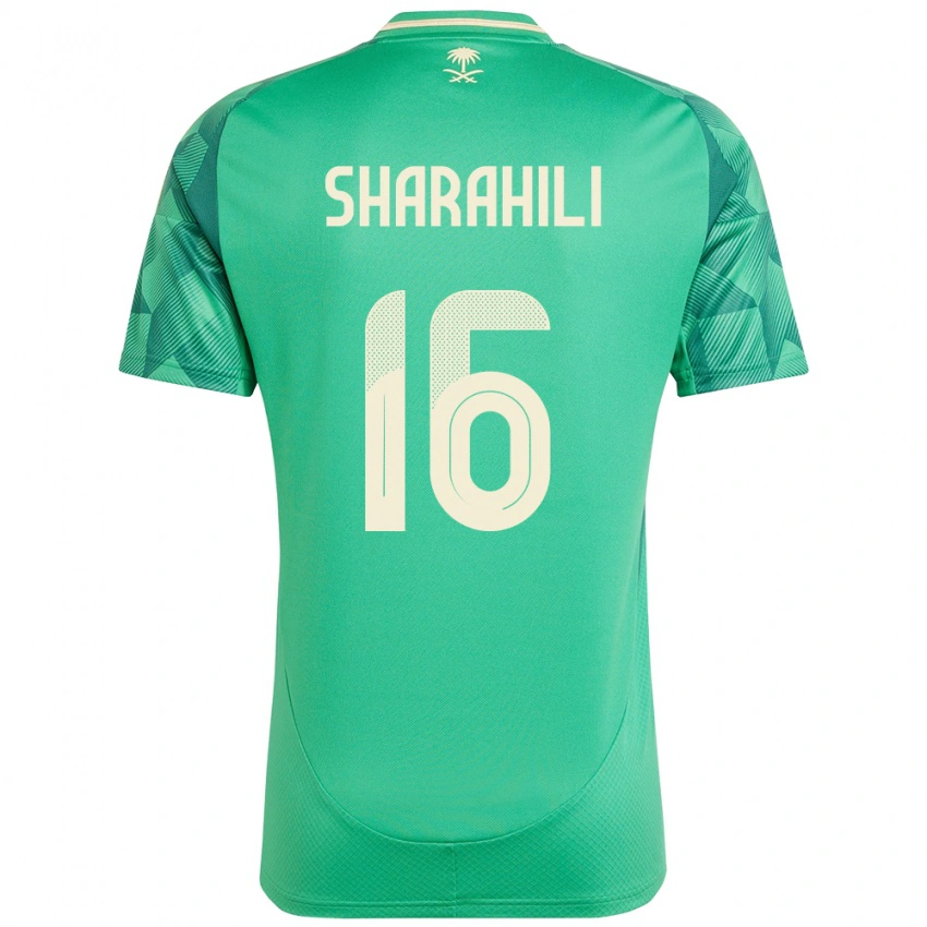 נשים ערב הסעודית Khalid Mashhour Sharahili #16 יָרוֹק ג'רזי ביתית 24-26 חולצה קצרה