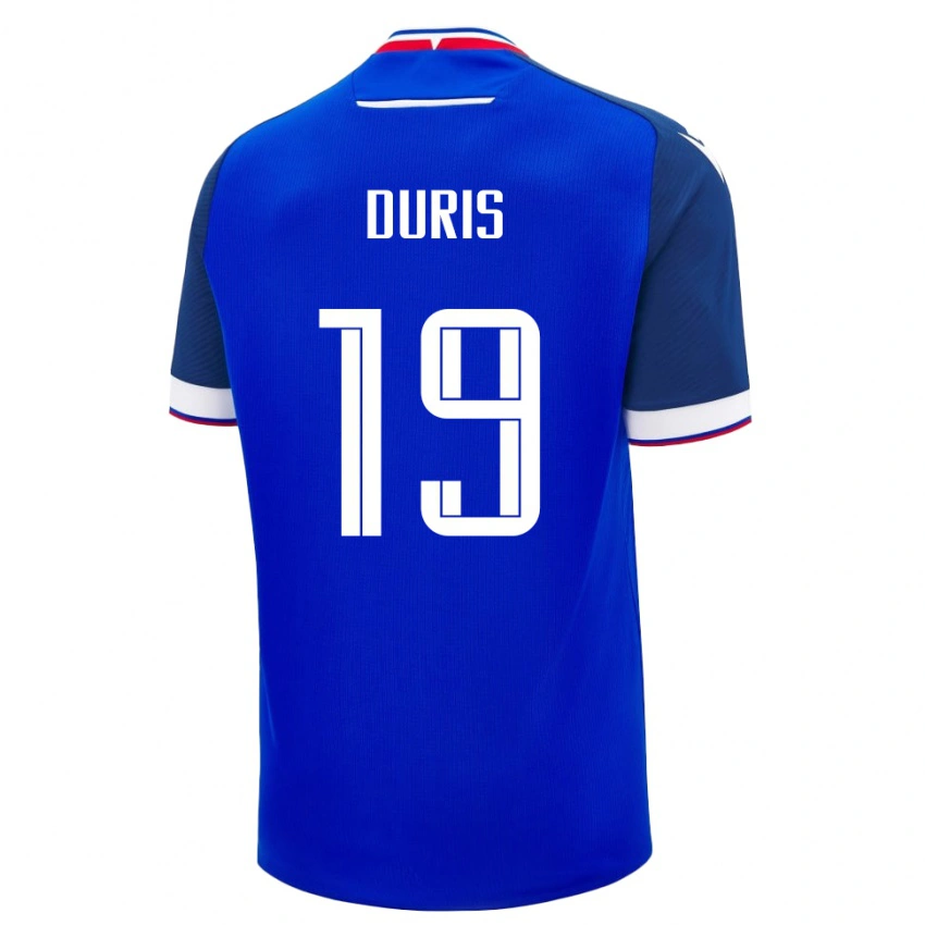 נשים סלובקיה Jakub Duris #19 כְּחוֹל ג'רזי ביתית 24-26 חולצה קצרה