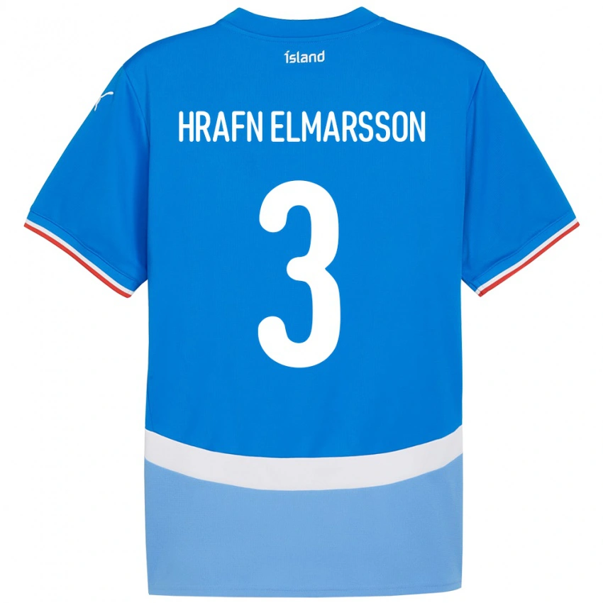נשים אִיסלַנד Leó Hrafn Elmarsson #3 כְּחוֹל ג'רזי ביתית 24-26 חולצה קצרה