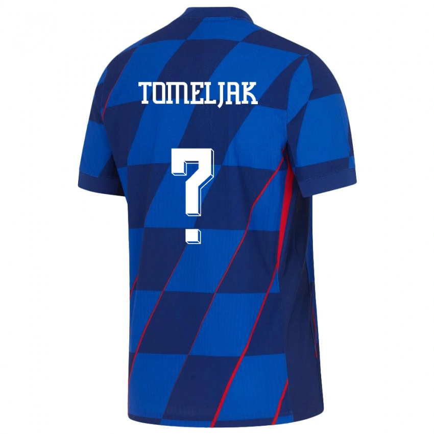 נשים קרואטיה Noa Tomeljak #0 כְּחוֹל הרחק ג'רזי 24-26 חולצה קצרה