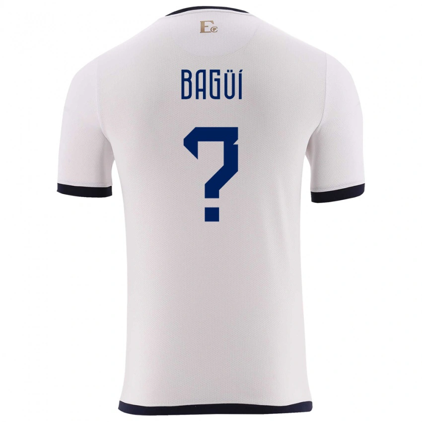 נשים אקוודור Diogo Bagüí #0 לבן הרחק ג'רזי 24-26 חולצה קצרה