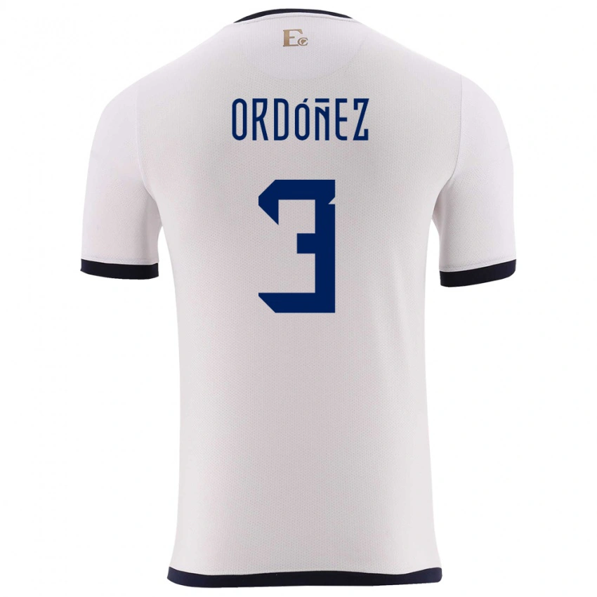 נשים אקוודור Deinner Ordóñez #3 לבן הרחק ג'רזי 24-26 חולצה קצרה
