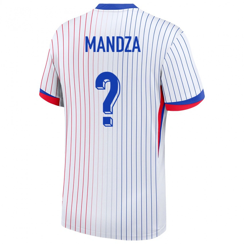 נשים צרפת Xavier Mandza #0 לבן הרחק ג'רזי 24-26 חולצה קצרה