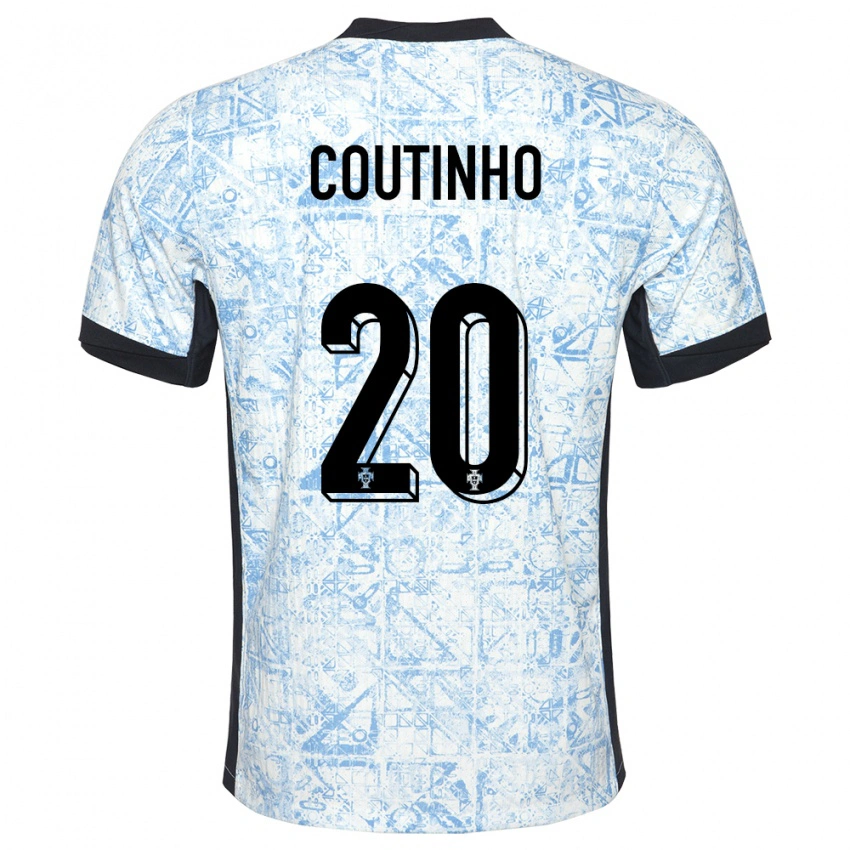 נשים פורטוגל Ricardo Coutinho #20 כחול שמנת הרחק ג'רזי 24-26 חולצה קצרה