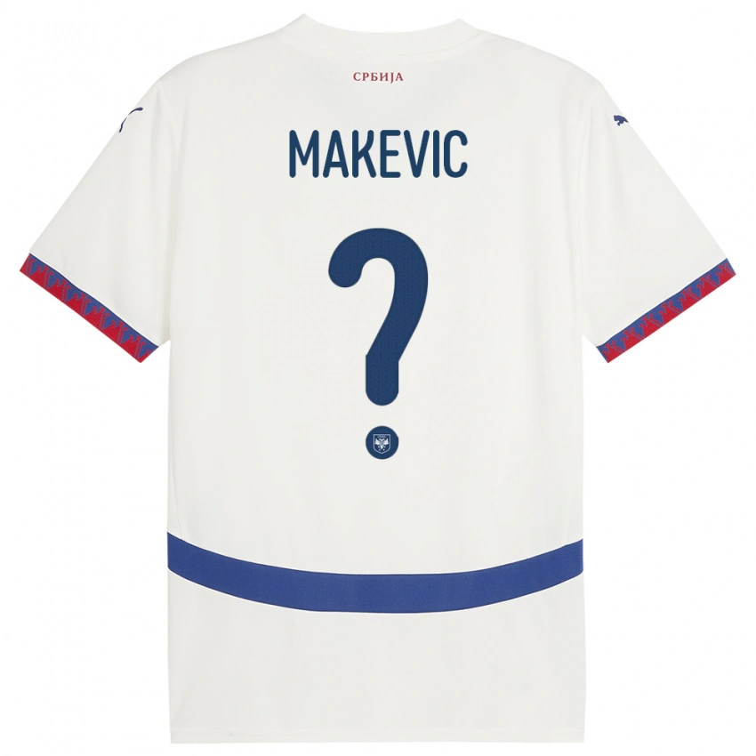 נשים סרביה Dusan Makevic #0 לבן הרחק ג'רזי 24-26 חולצה קצרה