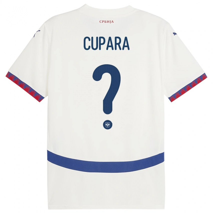נשים סרביה Dusan Cupara #0 לבן הרחק ג'רזי 24-26 חולצה קצרה