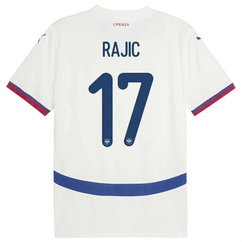 נשים סרביה Aleksa Rajic #17 לבן הרחק ג'רזי 24-26 חולצה קצרה
