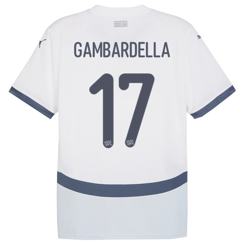 נשים שווייץ Matteo Gambardella #17 לבן הרחק ג'רזי 24-26 חולצה קצרה