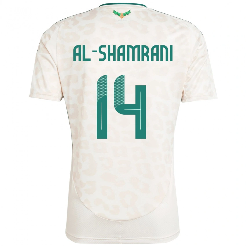 נשים ערב הסעודית Farhah Al-Shamrani #14 לָבָן הרחק ג'רזי 24-26 חולצה קצרה